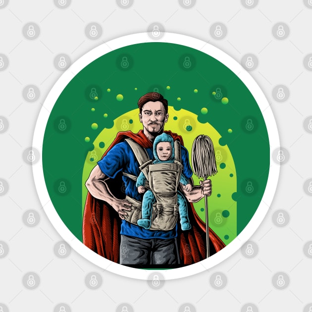 Super Dad With Baby Magnet by Mako Design 